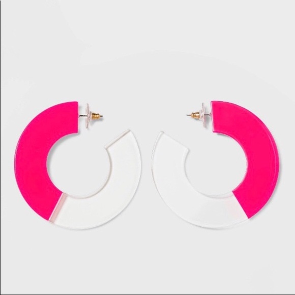 BaubleBar Jewelry New Sugarfix By Baublebar Clear Pink Hoop Earrings Poshmark